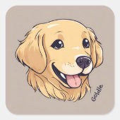 ゴールデンパーソナライズされたレトリエバー犬 スクエアシール (正面)