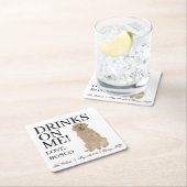 ゴールデンパーソナライズされたレトリエ結婚バー スクエアペーパーコースター (インサイチュ)