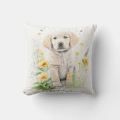 ゴールデンパーソナライズされたレトリバーが花を咲かせる クッション (正面)