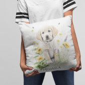 ゴールデンパーソナライズされたレトリバーが花を咲かせる クッション