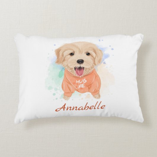 ゴールデンパーソナライズされたレトリバー子供部屋キッズルーム アクセントクッション (正面)