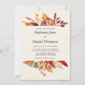 ゴールデンパーソナライズされた紅葉結婚式招待状 招待状 (正面)