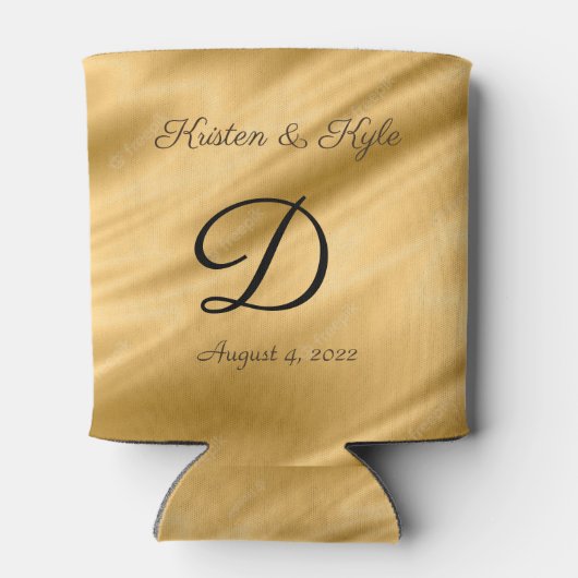 ゴールデンパーソナライズされた結婚ズの缶クーラー 缶クーラー (裏面)