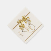 ゴールデンパーソナライズされた結婚ズ・ナプキンス スタンダードカクテルナプキン (角)