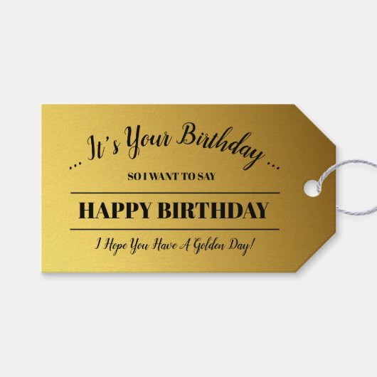 ゴールデンパーソナライズされた ギフトタグ (正面(横))