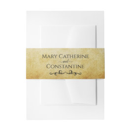 ゴールデンパーチメントエレガントヴィンテージウェディング 招待状ベリーバンド