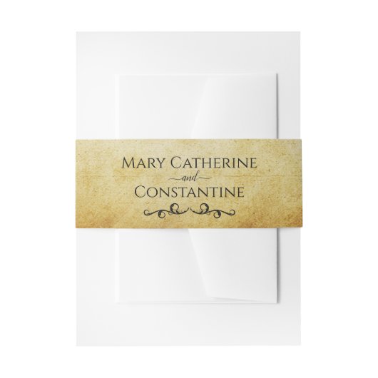 ゴールデンパーチメントエレガントヴィンテージウェディング 招待状ベリーバンド (正面例)