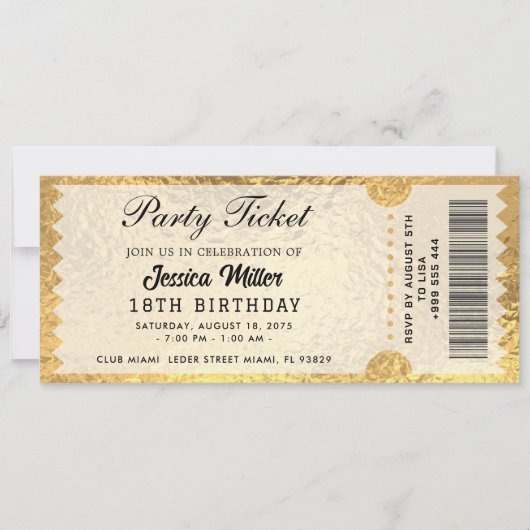 ゴールデンパーティーチケット招待状 招待状 (正面)