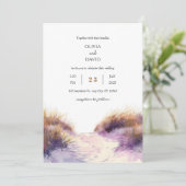 ゴールデンパープルサンセットサンディドゥネスビーチ結婚式 招待状 (スタンド正面)