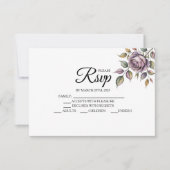 ゴールデンパープルバラデザイナーRSVPカード 出欠カード (正面)