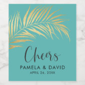 ゴールデンパームカリブのフロンドオンブ結婚ルー ワインラベル (シングルラベル)