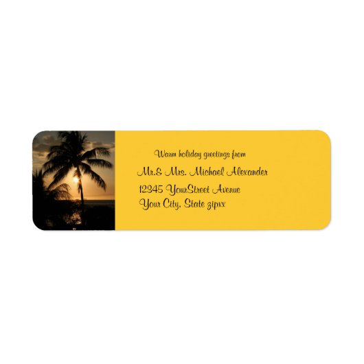 ゴールデンパームツリーサンセットホリデー ラベル (正面)