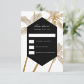 ゴールデンパームツリー洗練された結婚式の出欠 招待状 (スタンド正面)