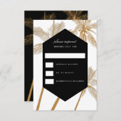 ゴールデンパームツリー洗練された結婚式の出欠 招待状 (正面/裏面)
