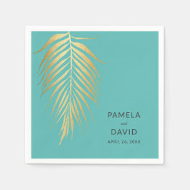 ゴールデンパームモダンフロンドミニマ結婚リスト スタンダードカクテルナプキン