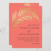 ゴールデンパームモダンフロンドミニマ結婚リスト 招待状 (正面/裏面)