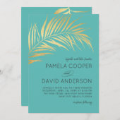 ゴールデンパームモダンフロンドミニマ結婚リスト 招待状 (正面/裏面)