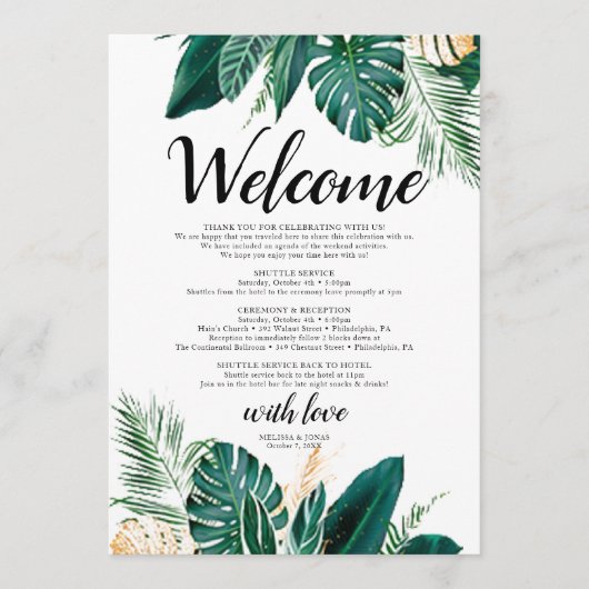 ゴールデンパーム招待状 ウェルカムレター 結婚式招待 プログラム (正面)