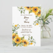 ゴールデンヒマワリパーソナライズされたス：結婚式招待状 招待状 (スタンド正面)