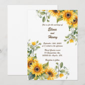 ゴールデンヒマワリパーソナライズされたス：結婚式招待状 招待状 (正面/裏面)