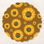 ゴールデンヒマワリ模様 ペーパーコースター (正面)
