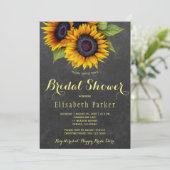 ゴールデンヒマワリ素朴なシックブライダルシャワー 招待状 (スタンド正面)