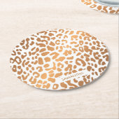 ゴールデンヒョウ柄 ラウンドペーパーコースター (アングル)
