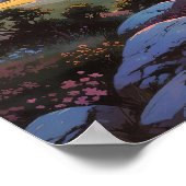 ゴールデンヒルズ鮮やかランドスケープイラストレーション ポスター (角)