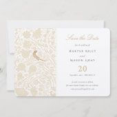 ゴールデンビクトリアン・ラブ・バードが日付を守る 招待状 (正面)