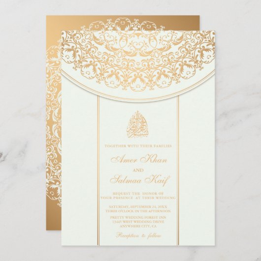ゴールデンビスミライスラム結婚式招待状 招待状 (正面/裏面)