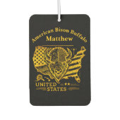 ゴールデンビソンイラストレーションと米国の地図と国旗 カーエアーフレッシュナー (正面)