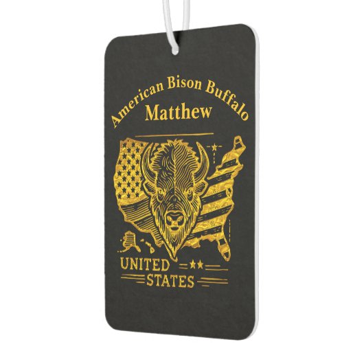 ゴールデンビソンイラストレーションと米国の地図と国旗 カーエアーフレッシュナー (左)