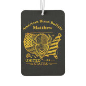 ゴールデンビソンイラストレーションと米国の地図と国旗 カーエアーフレッシュナー (裏面)