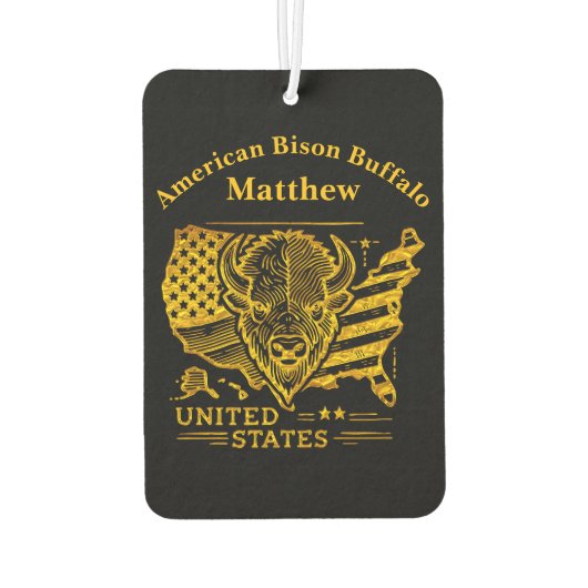 ゴールデンビソンイラストレーションと米国の地図と国旗 カーエアーフレッシュナー (裏面)