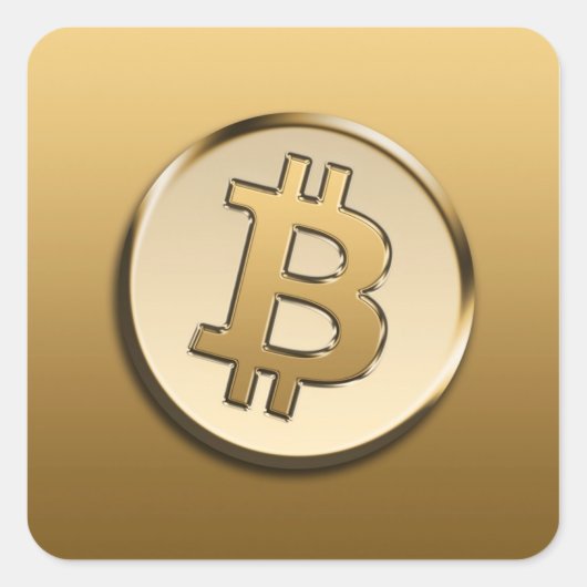 ゴールデンビットコインステッカー スクエアシール (正面)