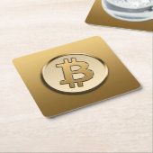 ゴールデンビットコイン スクエア コースター 紙製 (アングル)