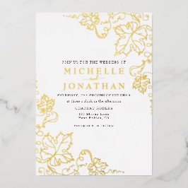 ゴールデンビネヤードホイ実在ホイル結婚ズ 箔招待状