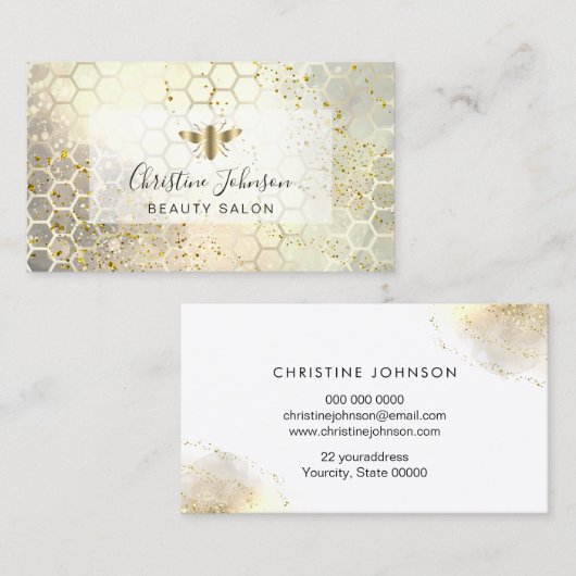 ゴールデンビーのロゴフェイクをグリッターの水彩 名刺 (正面/裏面)