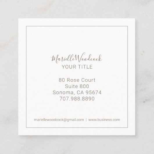 ゴールデンビーアンドバラフローラローレルホワイト スクエア名刺 (裏面)
