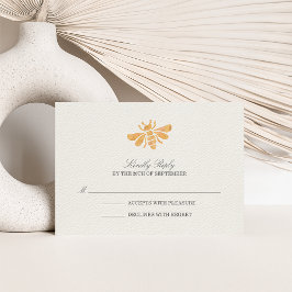 ゴールデンビーウォーターカラーウェディングRSVP応答 出欠カード