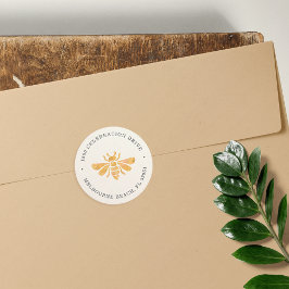 ゴールデンビーウォーターカラー差出人住所ステッカー ラウンドシール