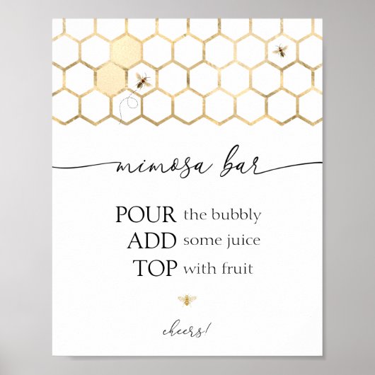 ゴールデンビーシャワーミモザバーサイン ポスター (正面)