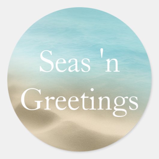 ゴールデンビーチトロピカルメリークリスマスステッカー ラウンドシール (正面)