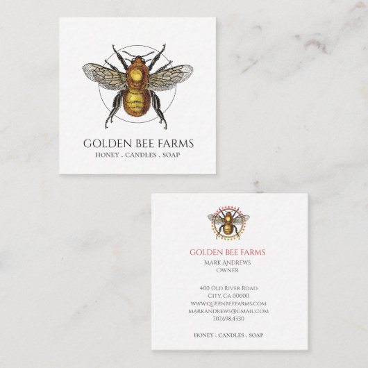 ゴールデンビーファームズハニーアピールビーキーパー スクエア名刺 (正面/裏面)