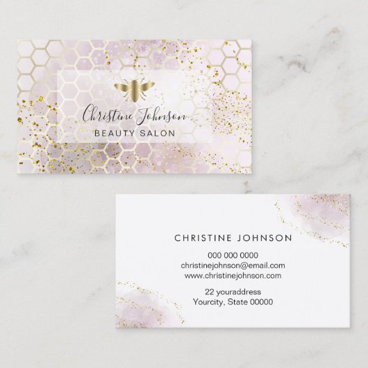 ゴールデンビーフェイクオングリッターウォーターカラーハニカム 名刺 (正面/裏面)