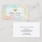 ゴールデンビーフェイクオングリッターパステルカラーハニカム 名刺 (正面/裏面)