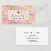 ゴールデンビーフェイクオングリッターピンクハニカム 名刺 (正面/裏面)