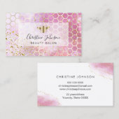 ゴールデンビーフェイクオングリッター紫ピンクの水色 名刺 (正面/裏面)
