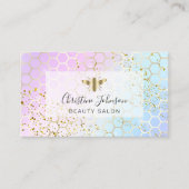 ゴールデンビーフェイクオングリッター紫色の青い水色 名刺 (正面)