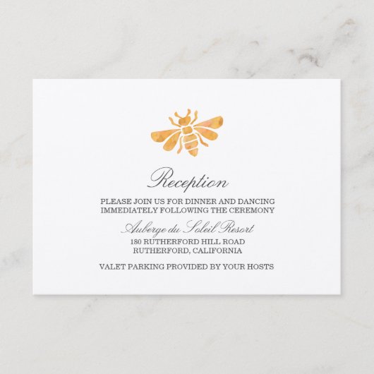 ゴールデンビー水彩結婚式レセプションカード エンクロージャーカード (正面)